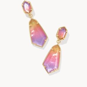 Kendra Scott Hallie Gold Convertible Drop Earrings (Sunrise Watercolor Illusion)